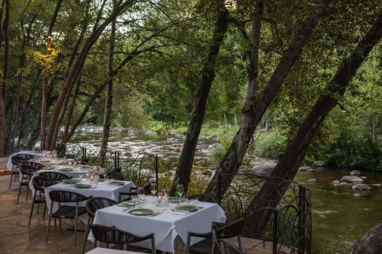 dining tables at the Cress on Oak Creek