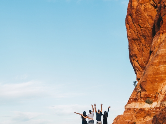 Group Hiking at Cathedral Rock