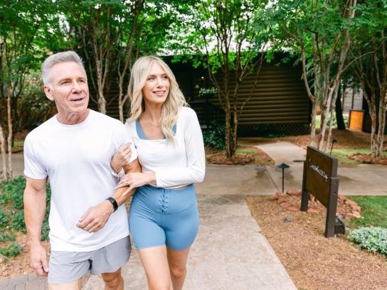 Couple arriving at at L'Apothecary spa