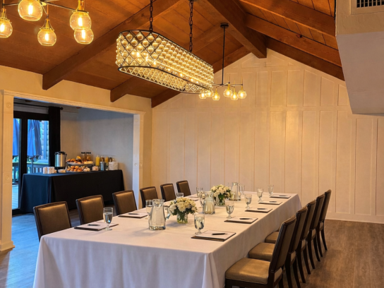 Artist Cottage Conference Table with Buffet Setup